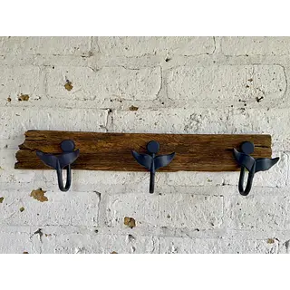 Perchero Rústico Con 3 Ganchos Metálicos Cola De Ballena
