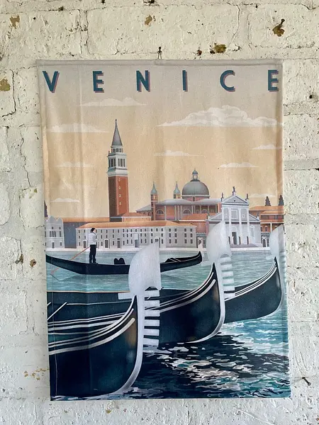 Tapiz De Venecia Con Góndolas