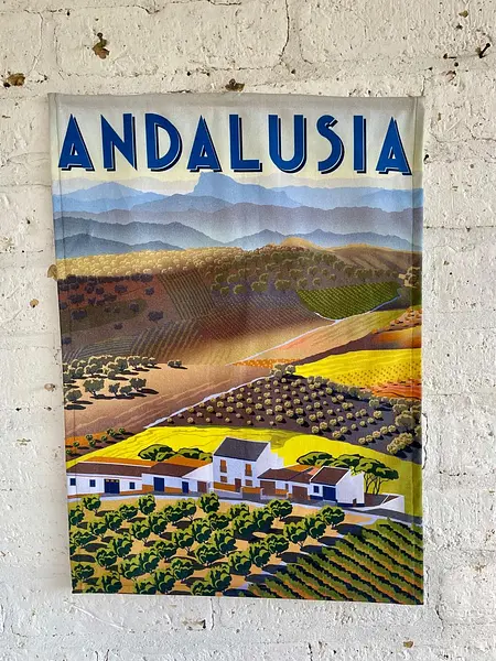 Pendón De Andalucía Con Olivares Y Viñedos