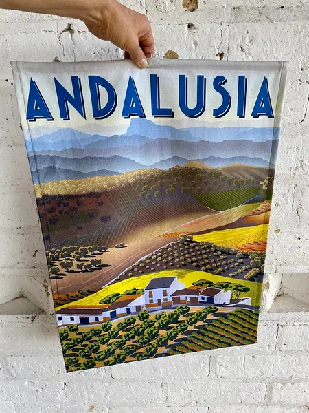 Pendón De Andalucía Con Olivares Y Viñedos