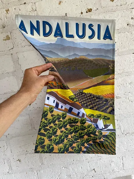 Pendón De Andalucía Con Olivares Y Viñedos