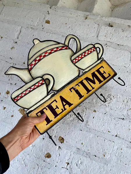 Perchero De Pared Con La Descripción " Hora Del Te"