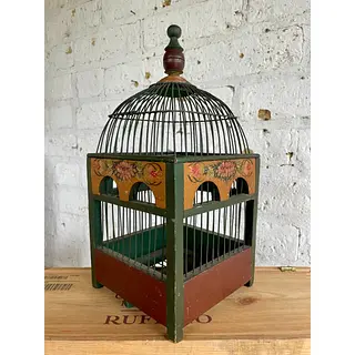 Jaula Decorativa Artesanal Abovedada Pintada A Mano