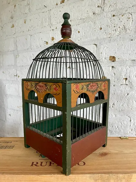 Jaula Decorativa Artesanal Abovedada Pintada A Mano