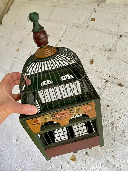 Jaula Decorativa Artesanal Abovedada Pintada A Mano