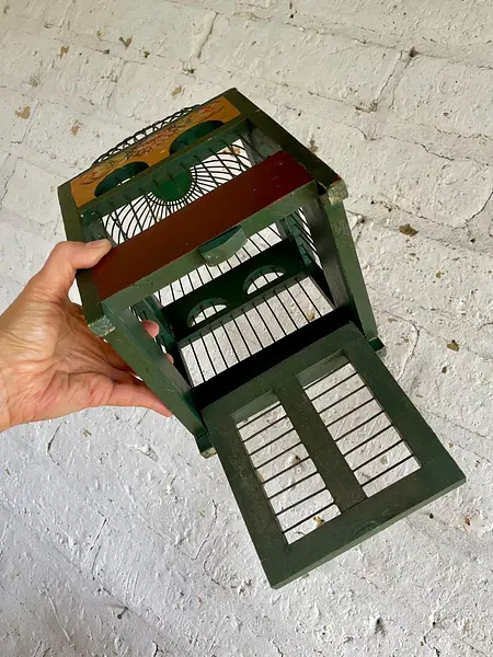 Jaula Decorativa Artesanal Abovedada Pintada A Mano