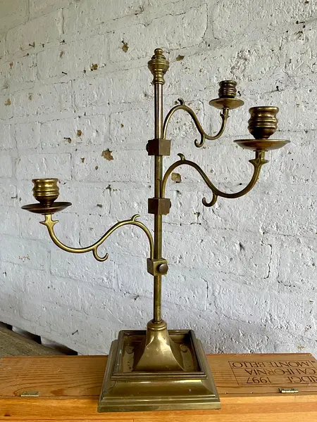 Candelabro En Bronce Con 3 Brazos Ajustables - India 1950