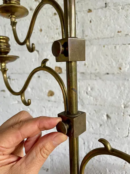 Candelabro En Bronce Con 3 Brazos Ajustables - India 1950