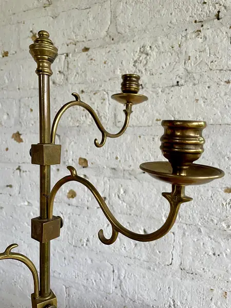 Candelabro En Bronce Con 3 Brazos Ajustables - India 1950