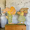 Pareja Conejos En Madera Calada Y Pintados A Mano