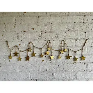 Guirnalda Rústica Con 16 Estrellas De Madera Brillantes