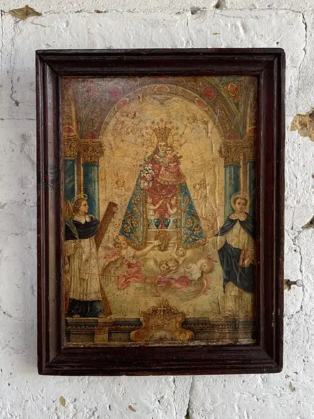 Virgen De Los Desamparados Cuadro Rústico - Colombia 1940