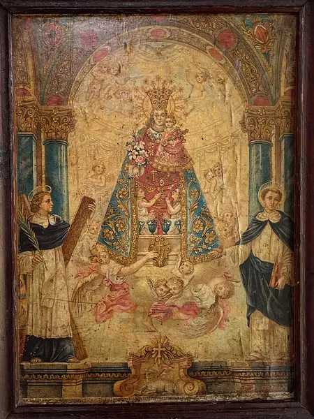 Virgen De Los Desamparados Cuadro Rústico - Colombia 1940