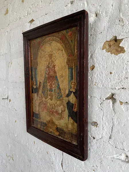 Virgen De Los Desamparados Cuadro Rústico - Colombia 1940