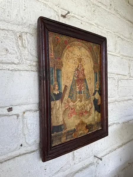 Virgen De Los Desamparados Cuadro Rústico - Colombia 1940