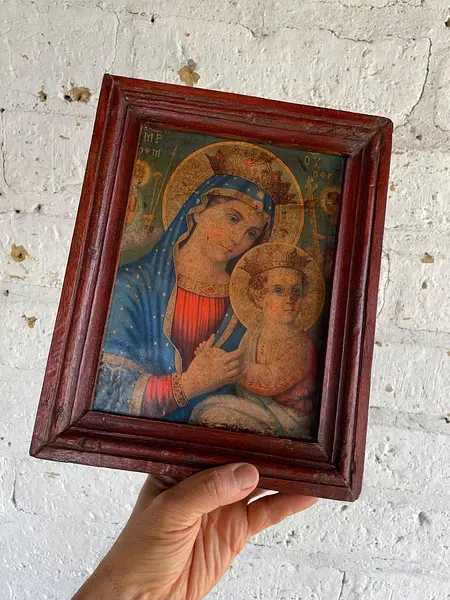Virgen Del Perpetuo Socorro Icono Artesanal - Colombia 1950