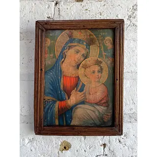 Virgen Del Perpetuo Socorro Cuadro Rústico - Colombia 1950