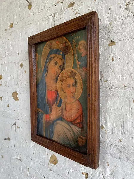 Virgen Del Perpetuo Socorro Cuadro Rústico - Colombia 1950