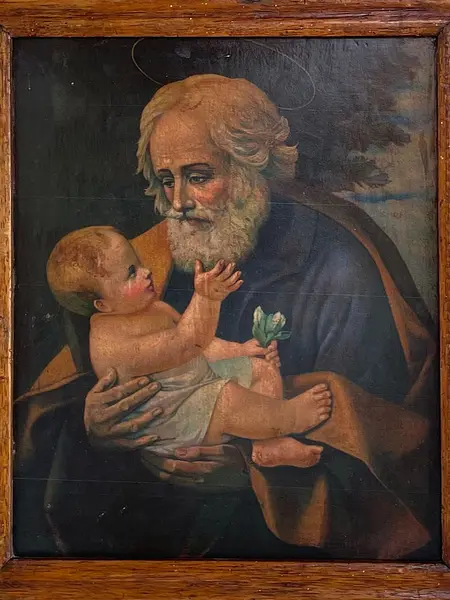 San José Y El Niño Icono Rústico - Colombia 1940