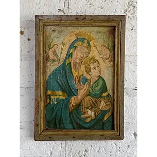 Virgen Del Perpetuo Socorro Cuadro Rustico - Colombia 1950