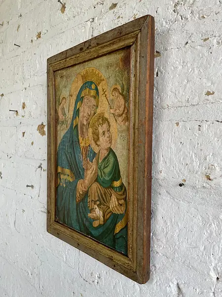 Virgen Del Perpetuo Socorro Cuadro Rustico - Colombia 1950