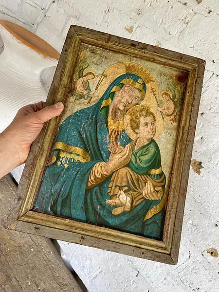 Virgen Del Perpetuo Socorro Cuadro Rustico - Colombia 1950