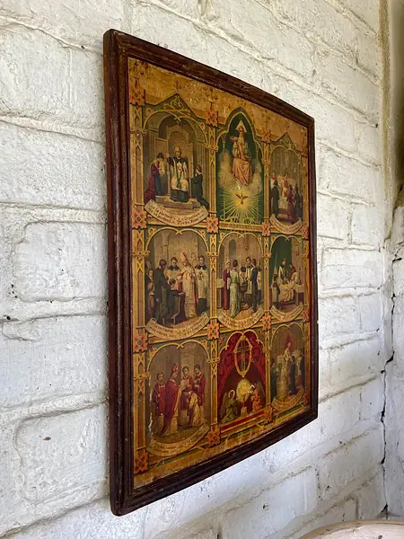 Los 7 Santos Sacramentos Cuadro Rústico - Colombia 1920