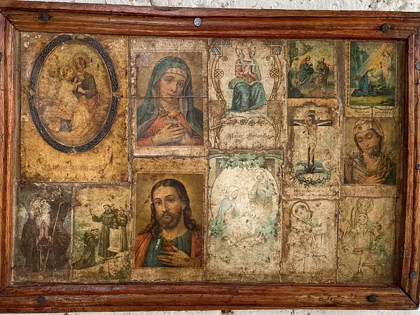 Estampas Religiosas Sobre Madera Rústica - Colombia 1900