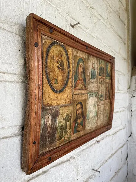 Estampas Religiosas Sobre Madera Rústica - Colombia 1900