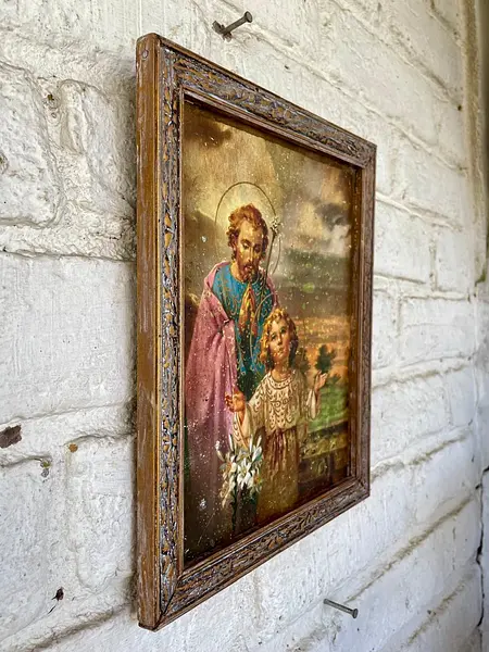 Revisar Cuadro San José Y Jesús En Lámina Metálica