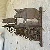 Repisa Perchero En Hierro Fundido Con Figura De Cerdos