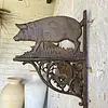 Repisa Perchero En Hierro Fundido Con Figura De Cerdos