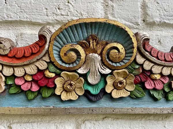 Friso De Madera Tallada Policromada - Ecuador 1995