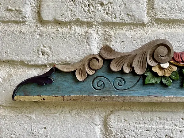 Friso De Madera Tallada Policromada - Ecuador 1995