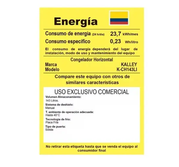 Congelador Inverter Kalley Dual 143 Litros
