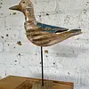 Gaviota Sobre Pedestal Y Acabado Azul Envejecido