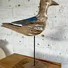 Gaviota Sobre Pedestal Y Acabado Azul Envejecido