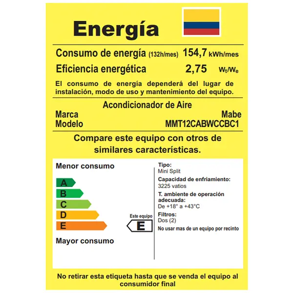 Aire Acondicionado Tradicional 110v 12000 Btu Blanco Mabe