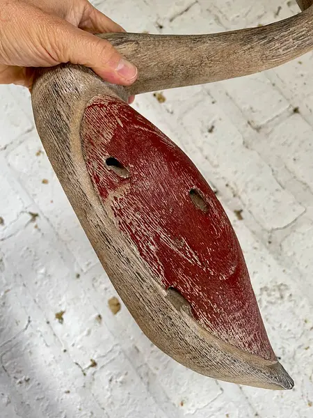 Pato De Madera Rústico Grande Con Acabado Desgastado