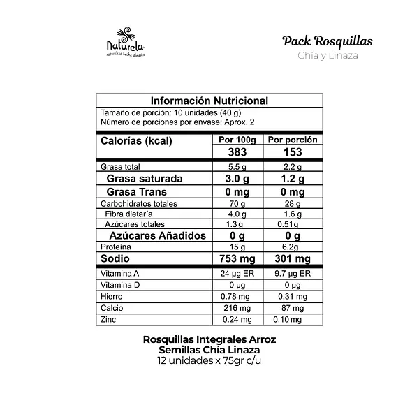 Pack Rosquillas Integrales Arroz Semillas Chía Linaza