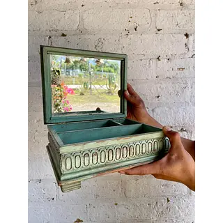 Caja Espejo Rústica Y Compartimentos Internos