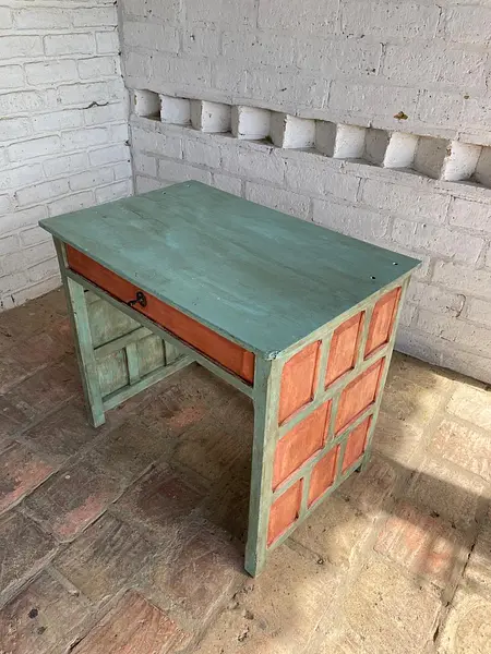 Mesa Auxiliar Rústica Con Cajón - Colombia 1980