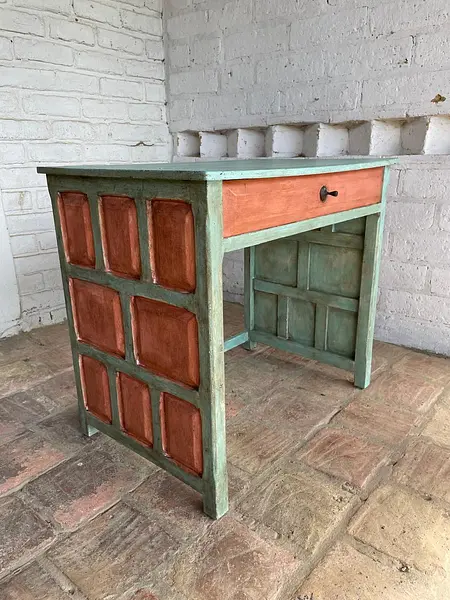 Mesa Auxiliar Rústica Con Cajón - Colombia 1980