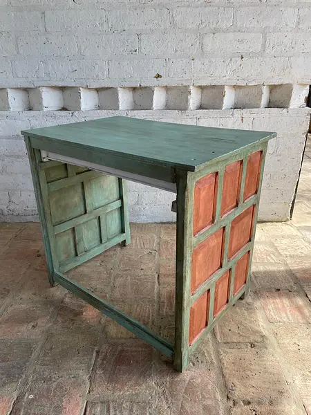 Mesa Auxiliar Rústica Con Cajón - Colombia 1980