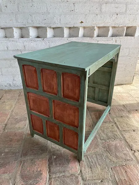 Mesa Auxiliar Rústica Con Cajón - Colombia 1980