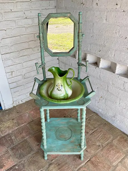 Aguamanil Con Espejo Jarra Y Palangana