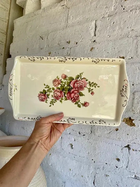 Bandeja De Porcelana Motivos Rosas