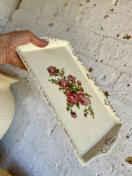 Bandeja De Porcelana Motivos Rosas