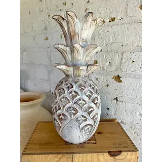 Piña Tallada En Madera Blanca Envejecida - Filipinas 2020