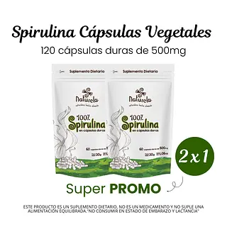 2 X 1 Spirulina Cápsulas Vegetales